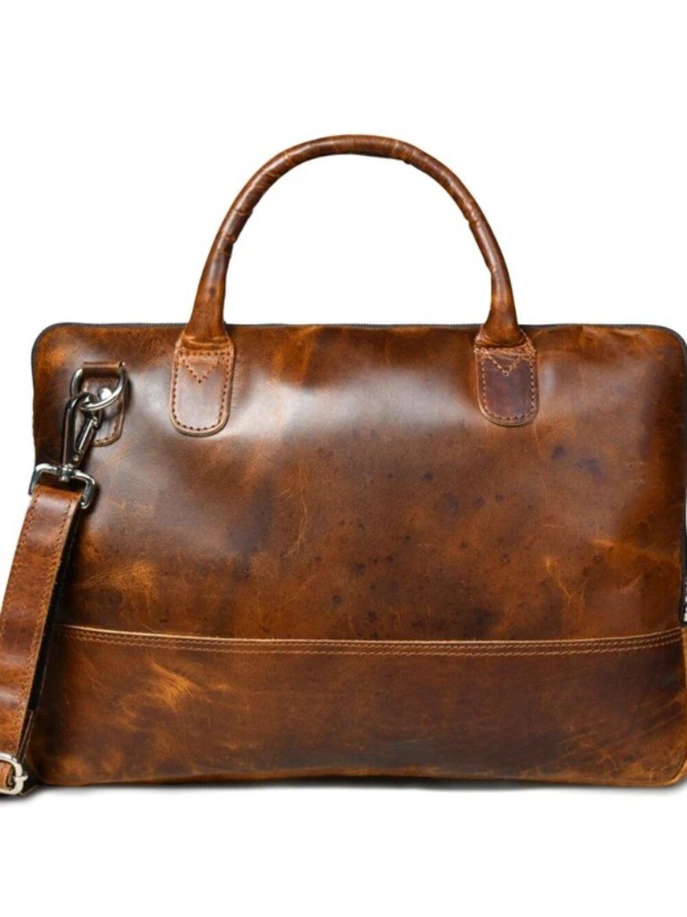 Modernist Leather Laptop Bag- Brown